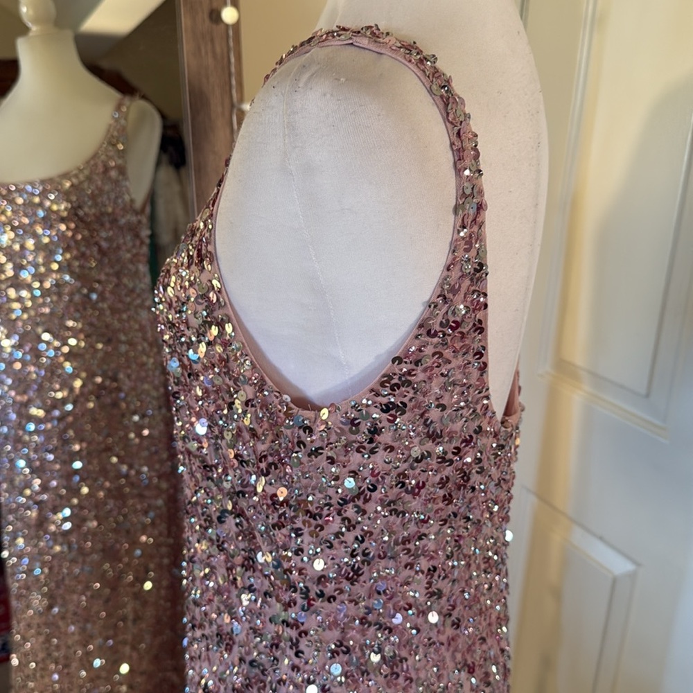 MAC DUGGAL
Pink Sequined Low Back Slip Gown - Picture 9 of 17